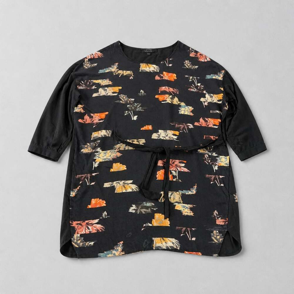 AllSaints Sonny LS Arosa Silk Floral Print Tie Waist Dress